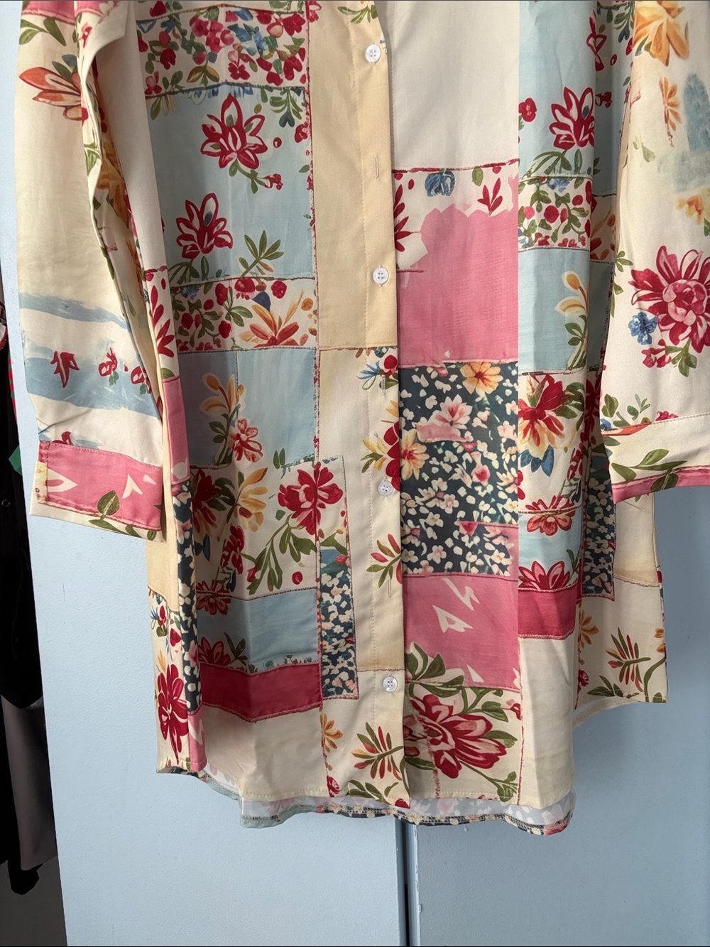 Floral Patchwork Long Sleeve Shirt - Cream Multi - Picture 7 of 7